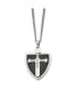 ფოტო #2 პროდუქტის Black IP-plated CZ Cross Shield Pendant Curb Chain Necklace