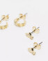 Pieces gem stud and mini hoop 2-pack earrings in gold