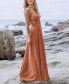 ფოტო #3 პროდუქტის Women's Brick Red Plunging Halterneck Cutout Maxi Beach Dress