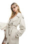 Фото #4 товара ASOS DESIGN linen mix trench coat in stone