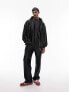 Фото #4 товара Topman oversized fit high shine zip through funnel fleece in black