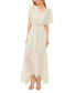 Women's Clip Dot Floral Batwing Sleeve Maxi Dress