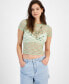 ფოტო #1 პროდუქტის Juniors' Graphic Lace Tee