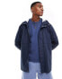 ASOS DESIGN shower resistant rubberised rain jacket in navy