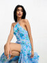 Фото #1 товара French Connection halterneck hi-lo midi dress in blue smudge floral