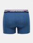 Jack & Jones 3 pack trunks in multi blue with logo waistband