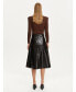 ფოტო #4 პროდუქტის Women's Tumbled Leather Skirt