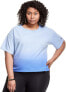 Champion 280391 Women Plus Cropped Ombre Tee, 2X, Deep Forte Blue Ombre, Size 2X