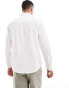 ASOS DESIGN smart linen mix regular fit shirt with penny collar in white Белый, XL - Chest 44 - фото #13