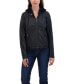 Women's Garment Dyed Faux Leather Zip Front Jacket With Detachable Sweater Knit Hood