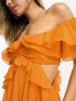 Фото #11 товара ASOS DESIGN ruffle cut out off the shoulder mini dress in orange