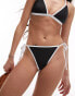 Фото #1 товара Topshop mix and match contrast trim tie side bikini bottom in monochrome