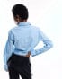 Фото #4 товара COLLUSION washed cotton long sleeve cropped shirt in blue