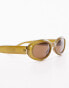 Фото #8 товара Topshop Tulip rounded oval sunglasses in olive