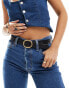 Фото #1 товара Levi's high-low leather belt with gold buckle in black