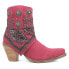 Dingo Bandida Paisley Studded Round Toe Cowboy Booties Womens Pink Casual Boots