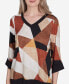 ფოტო #5 პროდუქტის Petite Rue Rivoli V-Neck Patchwork Sweater