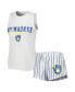 Women's White Milwaukee Brewers Reel Pinstripe Tank Top and Shorts Sleep Set