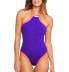 Фото #1 товара Seafolly Summer Vibe High Neck Maillot Swimsuit Blue Ray 127459 sz 4