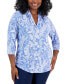 Фото #1 товара Plus Size Floral-Print Front-Pleat Top, Created for Macy's