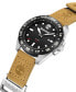 ფოტო #2 პროდუქტის Men's Quartz Carrigan Wheat Genuine Leather Strap Watch, 44mm