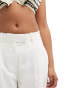 Фото #5 товара Abercrombie & Fitch ultra wide leg linen blend trouser in white