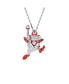 Playing Card, Red, Rhodium Plated Alice In Wonderland Pendant Necklace