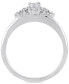 ფოტო #3 პროდუქტის Diamond Emerald- & Round-Cut Three Stone Engagement Ring (1/2 ct. t.w.) in 14k White Gold