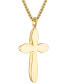 ფოტო #3 პროდუქტის Men's Icon Black Agate Cross Pendant Necklace in 14k Gold-Plated Sterling Silver, 24" + 2" extender