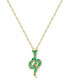 ფოტო #1 პროდუქტის Lab-Grown Emerald Snake 18" Pendant Necklace (5/8 ct. t.w.) in 14k Gold-Plated Sterling Silver