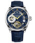 ფოტო #1 პროდუქტის Men's Blue Alligator Embossed Genuine Leather Strap Watch 42mm