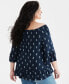 Фото #4 товара Plus Size Printed On Off Top, Created for Macy's