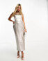 Фото #1 товара Forever New metallic drape midaxi slip dress in silver