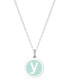 Фото #41 товара Auburn Jewelry mini Initial Pendant Necklace in Sterling Silver and Mint Enamel, 16" + 2" Extender