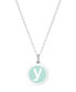 ფოტო #45 პროდუქტის Mini Initial Pendant Necklace in Sterling Silver and Mint Enamel, 16" + 2" Extender