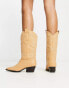 Glamorous Wide Fit knee western boots in beige