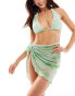 Vero Moda mix and match wide halterneck bikini top in green tie dye