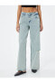 Фото #16 товара Düz Bol Paça Düşük Bel Kot Pantolon Yıpratılmış Cepli Pamuklu - Loose Straight Jeans