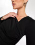 Фото #4 товара ASOS DESIGN asymmetric neck ruched sleeve mini dress in black