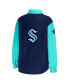 Women's Deep Sea Blue, Light Blue Seattle Kraken Colorblock Button-Up Shirt Jacket
