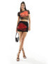 Kaiia mesh flower motif mini skirt co-ord in black 40 - фото #1