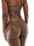 Monki tanga bikini bottom in chocolate brown 2XL - фото #7