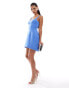 ASOS DESIGN scoop neck structured highlow mini dress in blue BLAU, 42 - фото #2