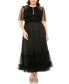 ფოტო #4 პროდუქტის Plus Size High Neck Tulle Polka Dot Detail Gown