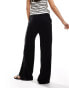 Фото #5 товара Miss Selfridge linen blend pull on wide leg trouser in black