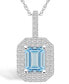 ფოტო #1 პროდუქტის Aquamarine (1-3/8 Ct. T.W.) and Diamond (1/2 Ct. T.W.) Halo Pendant Necklace in 14K White Gold