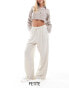 Фото #1 товара Miss Selfridge Petite linen blend pull on wide leg trouser in stone