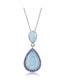Sterling Silver Double Pear-Shaped Larimar with Sapphire CZ Necklace