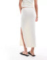 ASOS DESIGN knitted rib column midi skirt in white