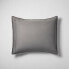 Фото #3 товара King Textured Chambray Cotton Pillow Sham Dark Gray - Casaluna